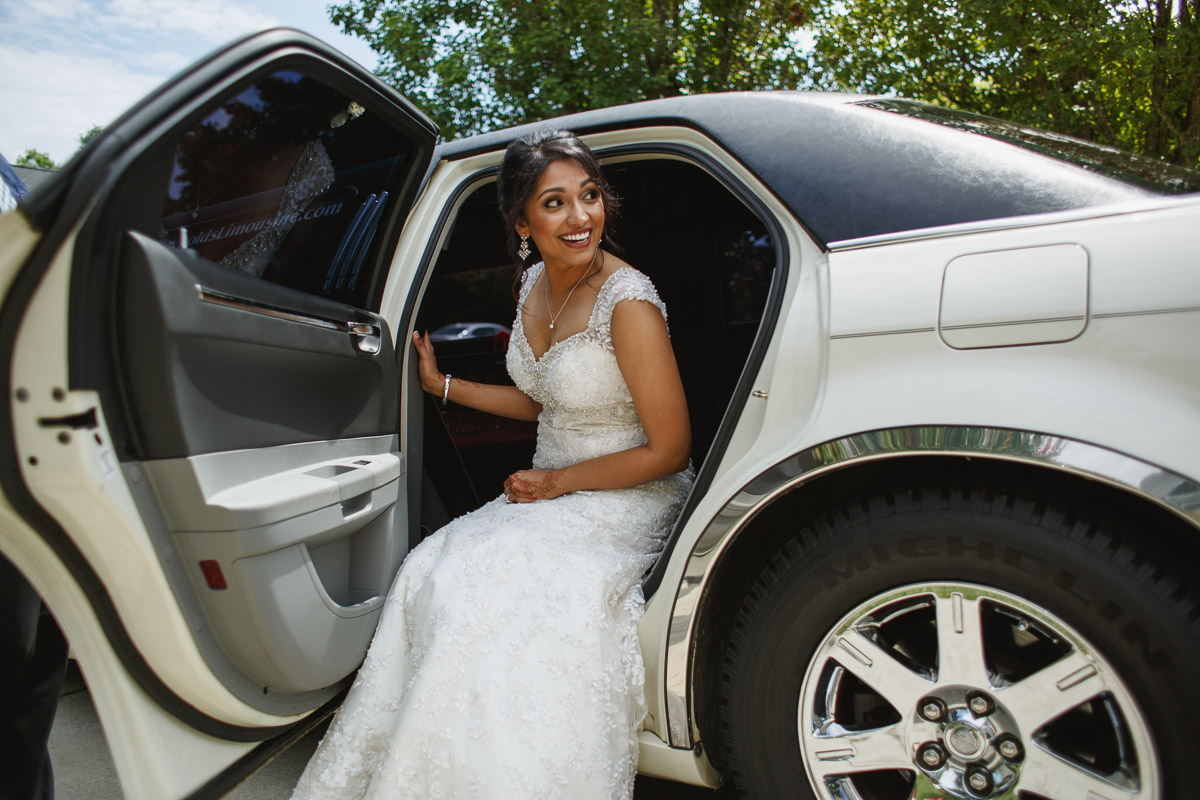 bride in limousine